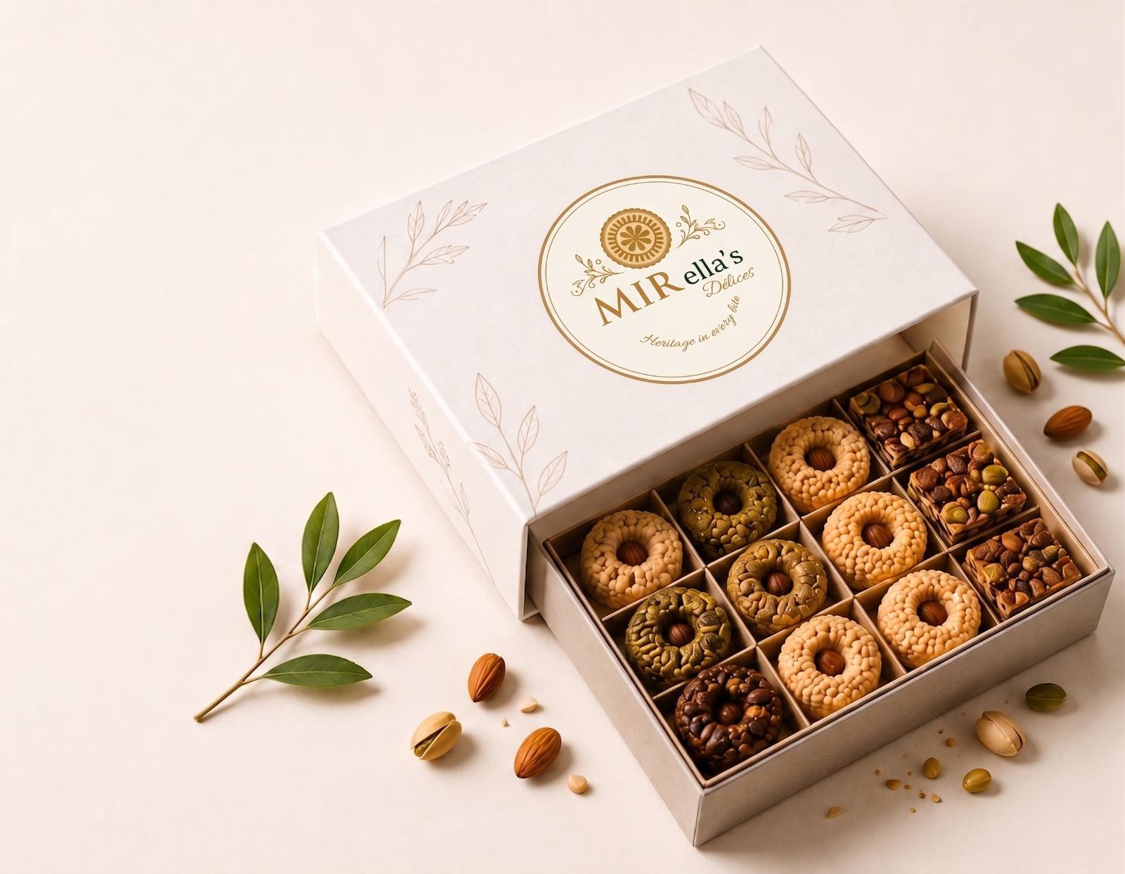 Custom branded gift box with MIRella's Délices sweets